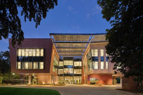 CSU Chico exterior at night