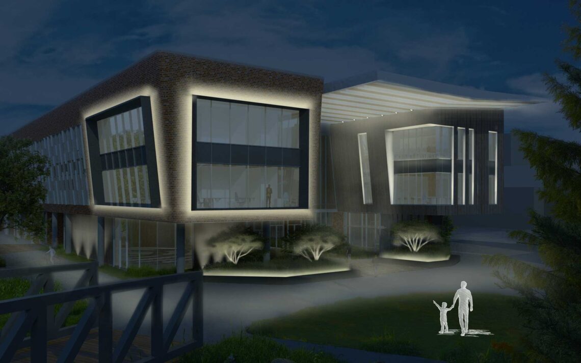 Early rendering of the facade lighting